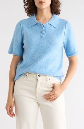 Halogen Short Sleeve Polo in Blue Heather at Nordstrom Rack, Size X-Small