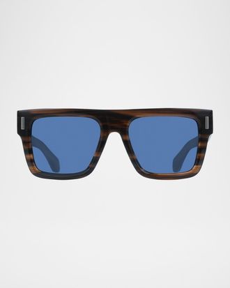 Ferragamo Men & apos;s Rivets Acetate Square Sunglasses
