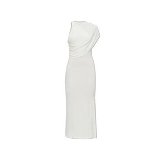 Courr&egrave;ges Midi Dresses, female, White, Size: S Dress with embroidered logo