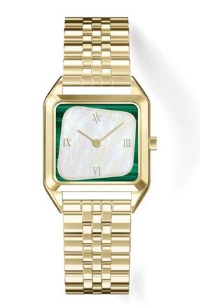 Vanna Geminus Double-Gemstone Watch in White Pearl/malachite-Gold at Nordstrom