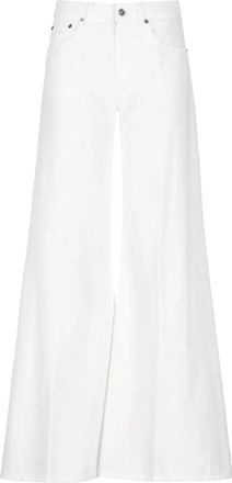 Dondup Witte Katoenen Broek met Wijde Pijpen - Dames - Loose Fit Jeans - Wit - W28 - Katoen - Jeans