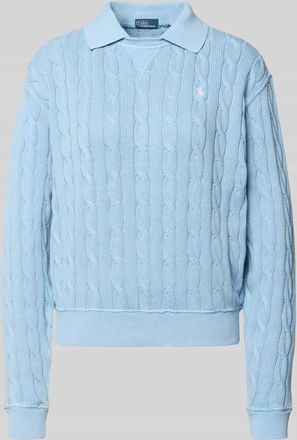 Polo Ralph Lauren Regular Fit Pullover mit Polokragen in Hellblau, Gr&ouml;&szlig;e XXL