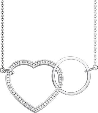 Thomas Sabo Dameskettingen met hanger & hanger hart ring 925 sterling zilver KE1645-051-14-L80v - Dames - Kettingen - Grijs - ONE Size - Accessoires