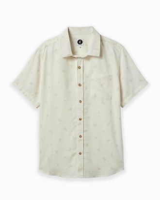 Toes on the Nose Mens Coastline Cotton Short Sleeve Button Up In Pearl Bamboo