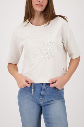 Monari Sweatshirt MONARI Sweatshirt Basic Schmuck, Damen, Gr. 34, beige, Sweatware, Obermaterial: 100% Baumwolle, unifarben, regular fit taillenbedeckt, Rund