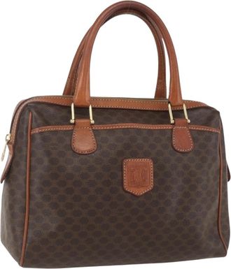 Celine Macadam Handbag Macadam With Leather Brown Pvc Handbag (Pre-Owned)