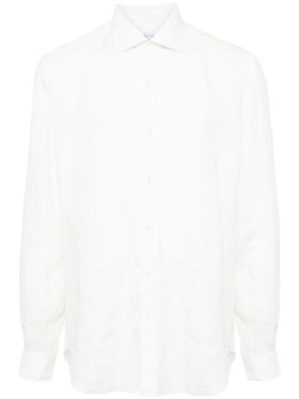 Luciano Barbera cutaway-collar linen shirt - men - Linen/Flax - XXXL - White