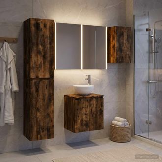 vidaXL Vidaxl Set Di Armadi Da Bagno 5 Pz Rovere Fumo Legno Ingegnerizzato