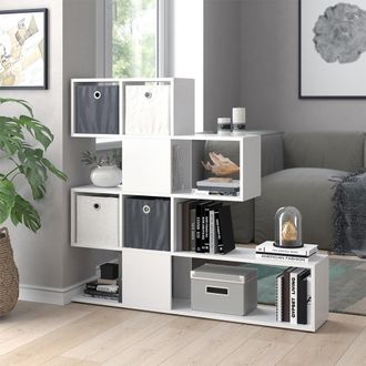 Vicco Separador De Ambientes Hylda, Blanco, 124.4 X 113 Cm Con 4 Cajones Plegables