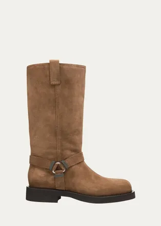 Brunello Cucinelli Monili Suede Knee-High Riding Boots