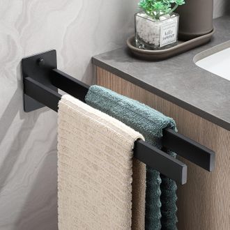 OEM Toallero De Pared Dvocel Negro, Soporte Rectangular De Acero Inoxidable Con Doble Barra Para Toallas, Ideal Para Ba&ntilde;o Y Cocina