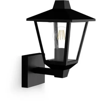 Philips Aplique Exterior Kinno E27 25 W Sin Bombilla, Color Negro, Luz Hacia Arriba