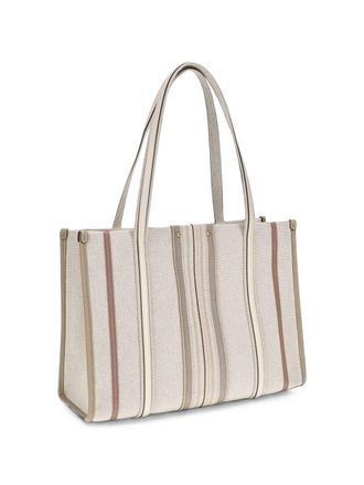 Chlo&eacute; Striped Linen Shoulder Bag - Cream