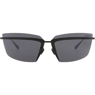 Valentino Special Edition 67mm Shield Sunglasses in Black Black Grey at Nordstrom Rack