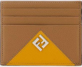 Fendi Portacarte piatto Lui in pelle a grana con monogramma FF e logo