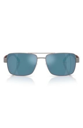 Ferrari 59mm Rectangular Sunglasses in Matte Gunmetal /Mirror Blue at Nordstrom