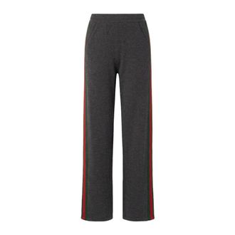 Gucci Vrijetijdsbroek van fijne wol met Web-detail - Dames - Broeken - Grijs - Maat: M Wol