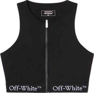Off-white logo-band rowing top - women - Spandex/Elastane/Polyamide - M - Black