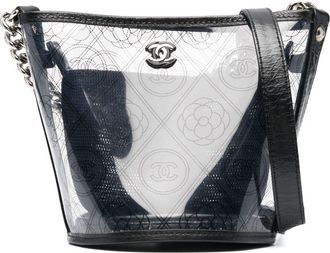 Chanel Camellia bucket bag - women - PVC/Calf Leather - One Size - Black
