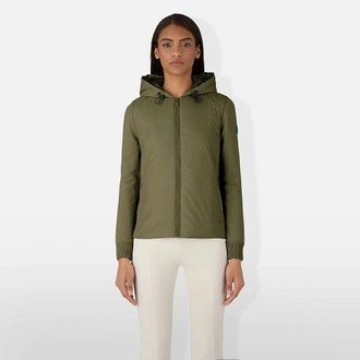 Save The Duck Womens Adhara Hybrid Knit Hood Jacket - Small Dusty Olive
