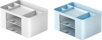 OEM Dos Sencillas Cajas De Almacenamiento Transparentes De Color Azul Y Blanco Con Forma De Caj&oacute;n, Ideales Para Ni&ntilde;os Y Estudiantes, Perfectas Para Escrit
