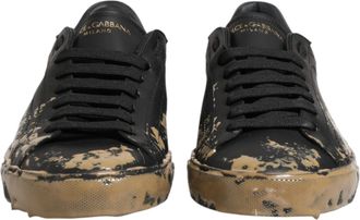 Dolce & Gabbana Black Portofino Mud Effect Low Top Sneakers Mens Shoes