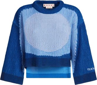Marni intarsia-knit cotton jumper - women - Cotton - 40 - Blue