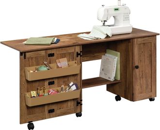 Sauder Miscellaneous Storage Craft & Hobby Storage, Vintage Oak finish