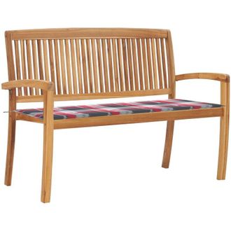 vidaXL Banco De Jard&iacute;n Apilable Y Coj&iacute;n Madera Maciza De Teca 128,5 Cm Vidaxl