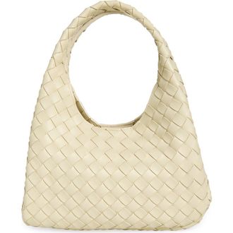 Bottega Veneta Small Campana Intrecciato Leather Shoulder Bag in 9195 Sea Salt-M Brass at Nordstrom