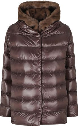 Herno Brown Goose Down Faux Fur Lined Hood Polyamide Down Jacket
