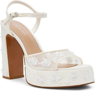 Steve Madden Lianda Platform Sandal in White Mesh at Nordstrom, Size 9.5