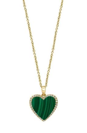 Effy 14K Yellow Gold Diamond,Malachite Pendant in Hematite And Fw Blush Pearl at Nordstrom