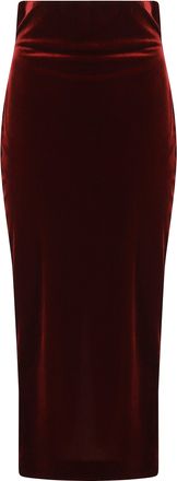 Alberta Ferretti Velvet Back Slit Midi Skirt
