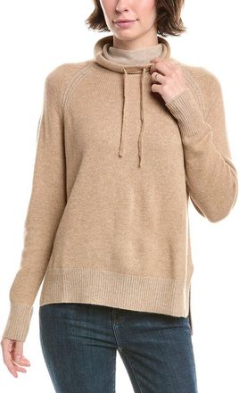 Forté Cashmere Plaited Drawstring Funnel Neck Cashmere Sweater