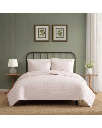 Laura Ashley Tess Ticking Stripe 100% Printed Cotton Quilt Set