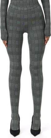 Naked Wardrobe Print Toe Leggings in Houndstooth Plaid at Nordstrom, Size X-Small