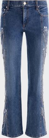 Alice & Olivia Roxie Low-Rise Embellished Jeans
