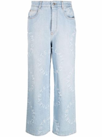Stella McCartney Circle logo straight-leg jeans - women - Cotton - 26 - Blue