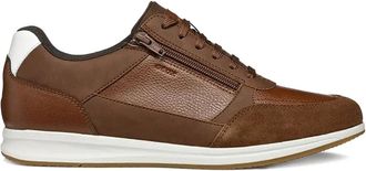 Geox Sneakers Avery in pelle con zip - Marrone