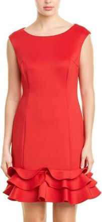 Donna Ricco Cupcake Hem Scuba Sheath Dress In Red