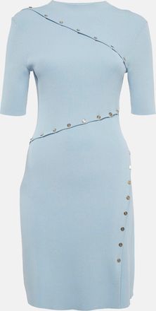 Maje Blue Rib Knit Shorts Dress