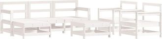 vidaXL 7 Piece Garden Lounge Set White Solid Wood Pine Vidaxl