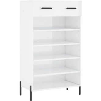 vidaXL Vidaxl - Shoe Cabinet High Gloss White 60x35x105 cm Engineered Wood