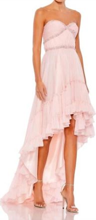 Mac Duggal Strapless High Low Gown In Pink
