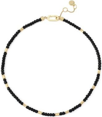 AllSaints Beaded Collar Necklace in Black/Vintage Gold at Nordstrom