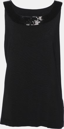 Elena Miro Black Jersey Paillettes Tops