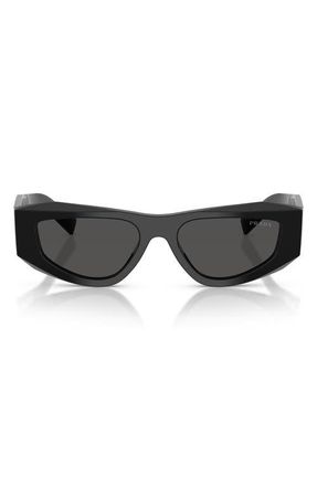 Prada 52mm Pillow Sunglasses in Black /Dark Grey at Nordstrom