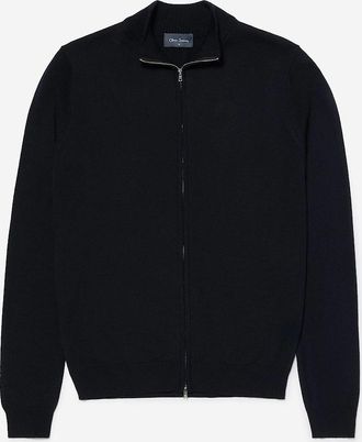 Oliver Sweeney Mens Oliver Sweeney Merino Wool Blend Zip Through Jumper - Navy Wool Mix - Size: 42