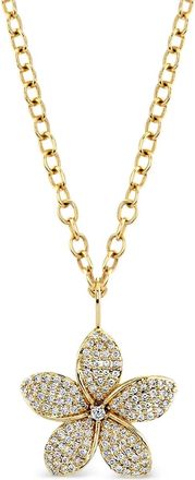 Sydney Evan 14K yellow gold diamond flower necklace - women - 18kt Gold/Diamond - One Size